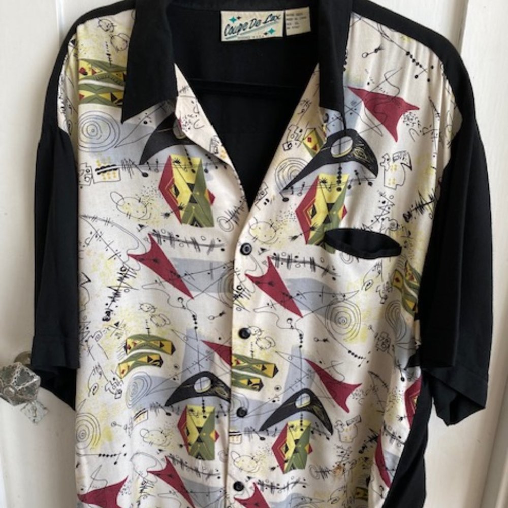 Vintage 90's does 50's mens Googie Retro print shirt size XL